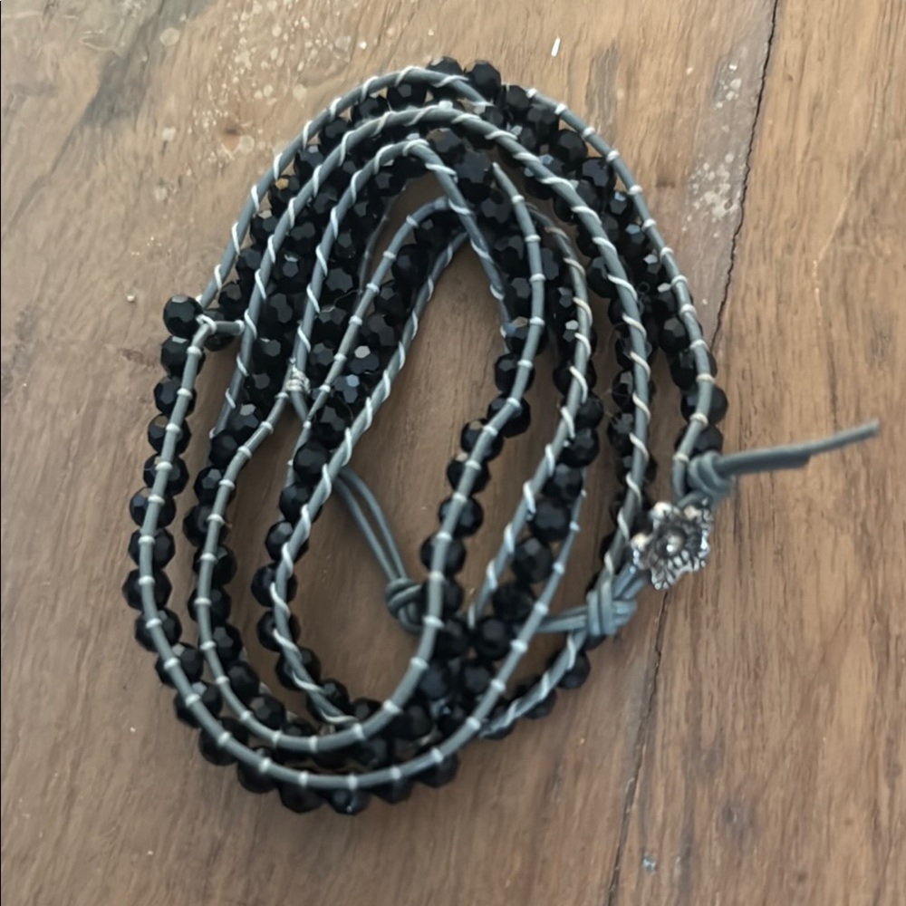 Black and Gray Beaded Wrap Bracelet